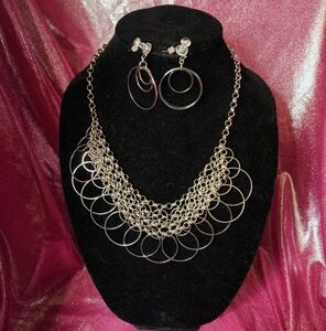 Elegant Silver Chain Necklace and Earring Set